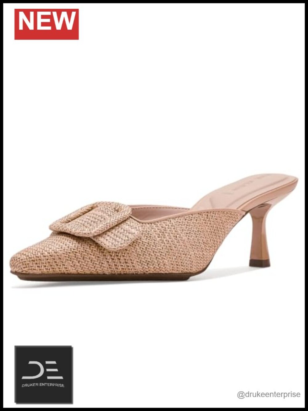 Pointed Toe Stiletto Heel Mules with Buckle Detail Slip On